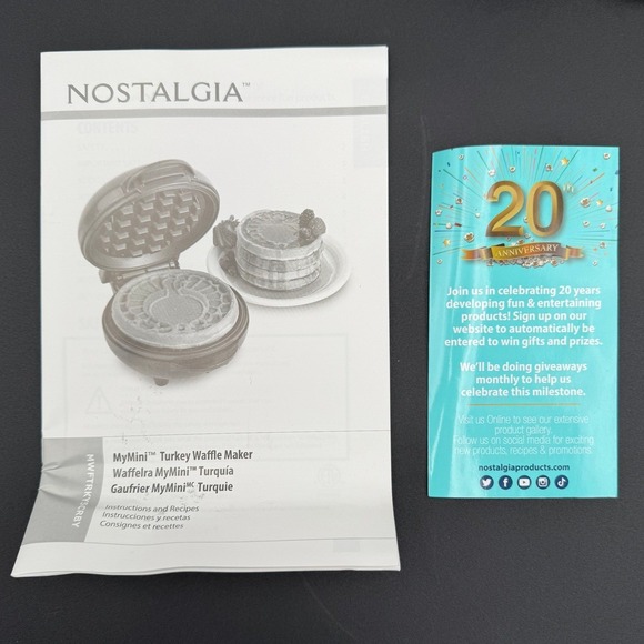 Nostalgia MyMini Turkey Waffle Maker 5 Inch Red Thanksgiving Holiday Open Box - Picture 6 of 16